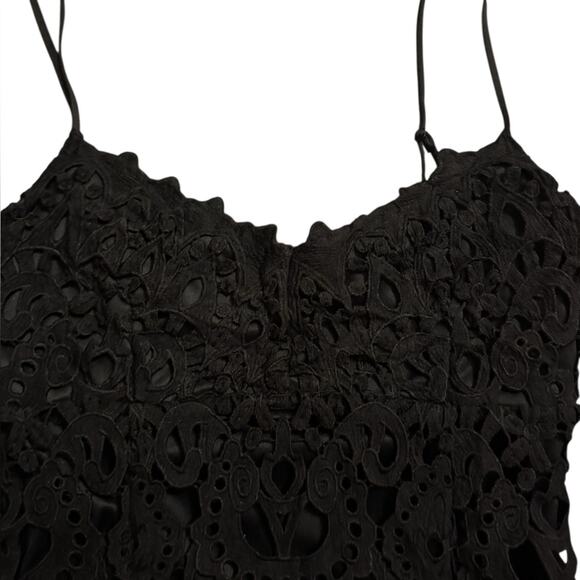 🖤 Chic Black Crochet Lace Boho Mini Dress – Size Small - Picture 4 of 6